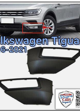 Volkswagen tiguan 2016-2021 решетка бампера (usa type), накладка правая противотуманной фары, 5nn853212b9b9