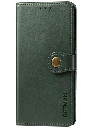Кожаный чехол-книжка getman gallant (pu) для samsung galaxy a07 зеленый