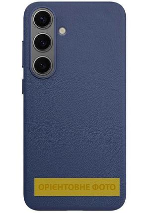 Кожаный чехол leather case (aaa) для samsung galaxy s25 edge dark blue