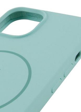 Чехол silicone case full protective (aa) with magsafe для apple iphone 15 (6.1") бирюзовый / light turquoise 4