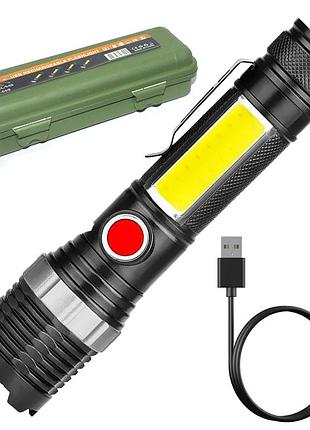 Акумуляторний ліхтар ручний c zoom, led+cob, ed31879 (bl669)