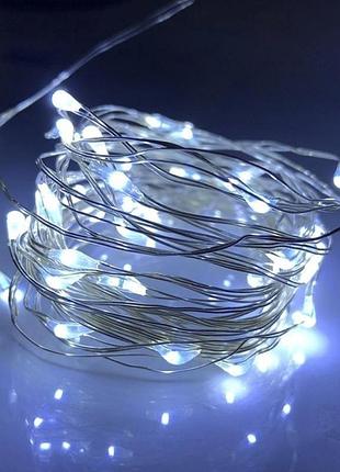 Гірлянда роса на батарейках та від usb, 3м, 30led, xmas, холодний білий