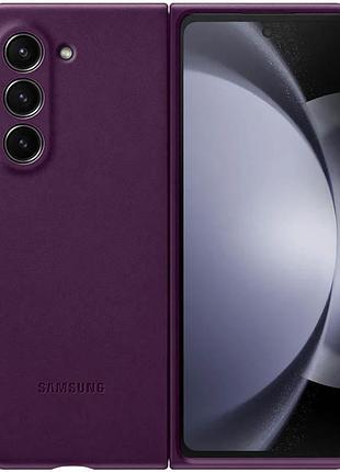Кожаный чехол leather case (aaa) для samsung galaxy z fold5 purple