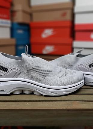 Мужские кроссовки puma flexible тапочки мокасины слипоны темно серые / smb