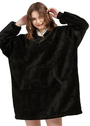 Плед толстовка с капюшоном huggle hoodie (80х100 см), унисекс, черный