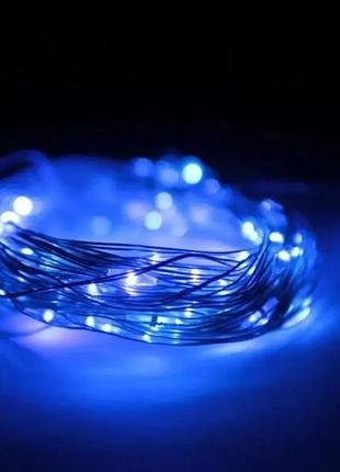 Гірлянда роса на батарейках та від usb, 5м, 50led, xmas, синій