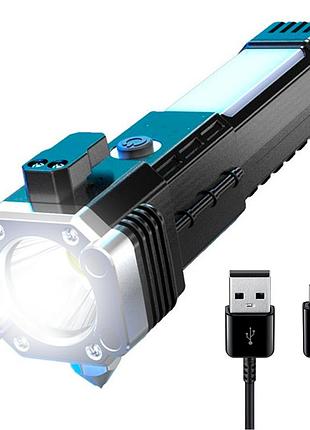 Ручний автомобільний ліхтар зі склобоєм і usb, led+cob, s007