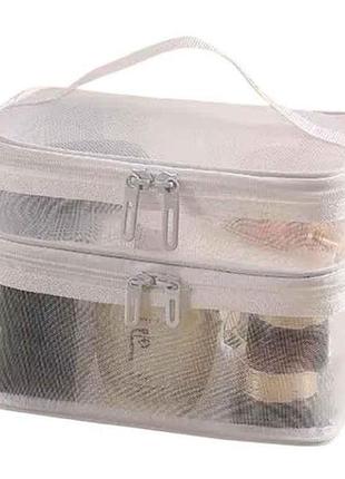 Косметичка біла 14*21*13см арт.sg689-1 сітка тм китай