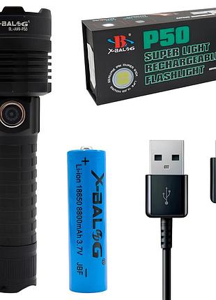 Ручной фонарь с фокусировкой (5 режимов), от usb, bl-a90-p50