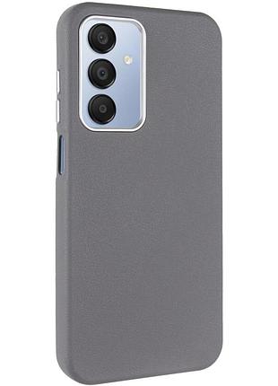 Кожаный чехол leather case metal buttons для samsung galaxy a15 4g/5g / m15 5g titanium gray