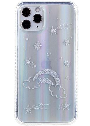 Tpu+glass чехол aurora space для apple iphone 11 pro max (6.5") радуга