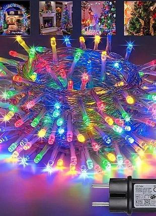 Гірлянда 100 led різнокольорова на білому проводі 220v. lu990multi (1 ящ. = 100 шт.)