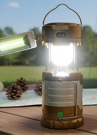 Кемпінговий ліхтар на сонячній батареї, 5+1led cob, tj-288, коричневий