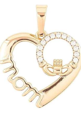 Кулон позолота 18k «сердечко с надписью мама» для цепочки до 7мм (262338) тм xuping