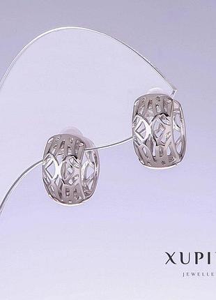 Серьги xuping l-14мм s-8мм родий