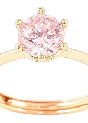 Каблочка позолота 18k «розовый фианит, ø 6мм» (261058) р.17-18 тм xuping