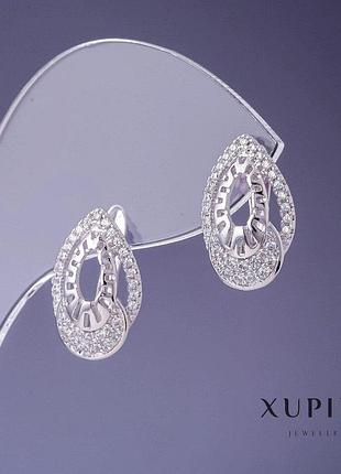 Серьги xuping 10х17мм родий