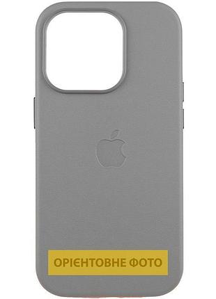 Кожаный чехол leather case (aaa) with magsafe and animation для apple iphone 16 plus (6.7") light gray