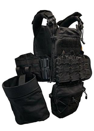 Плитоноска быстрого сброса gen.3 pro cordura 1000d + 9 подсумков черная