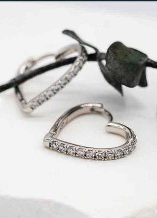 Сережки 57176 19х2мм білі фіаніти 2.4г позолота біле золото тм xuping