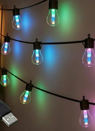 Гірлянда лампочки від usb, 10 м, 20led, bl-20, різнокольорова