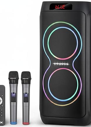 Портативная акустическая колонка + 2 микрофона, 80вт, bluetooth, zxx-5550