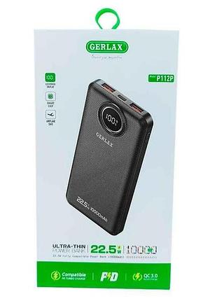 Power bank 10000mah p112р pd20w/usb qc3.0/3a (input micro/type-c) черный тм gerlax