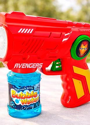 Пистолет для мыльных пузырей bubble gun на батарейках автоматический с раствором, оранжевый