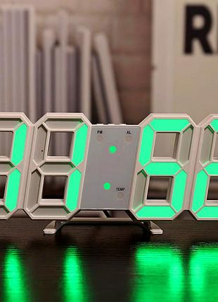 Электронные настольные led-часы с будильником и термометром ly-1089, зеленые цифры