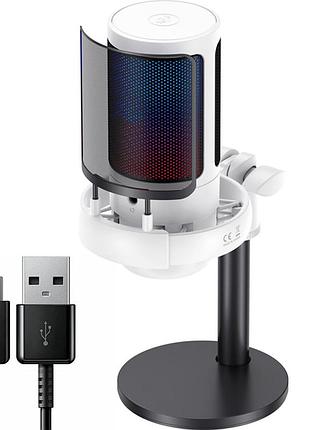 Игровой микрофон usb со стойкой, белый