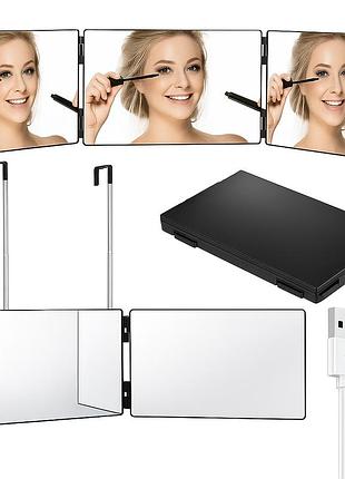 Зеркало для стрижки с подсветкой из 3 частей, usb, 19,5x93 см