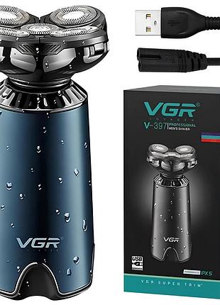 Чоловіча електробритва з плаваючими головками, з usb, vgr v-397