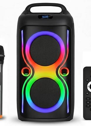 Портативная bluetooth колонка 40 вт, 2 x 6,5", rgb led + микрофон и пульт, ttd-2016
