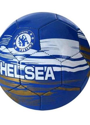 Мяч футбольный размер 5 пвх вес 300г синий ev-3351 1,8мм chelsea тм metr