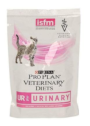 Purina veterinary diets ur urinary feline (пауч) лечебные консервы для кошек при мочекаменной болезни, с лососем 85 г