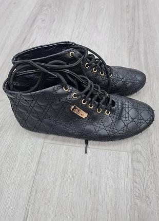 Ботинки, ботльоны кожаные черные dior