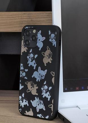 Чехол для apple iphone 12 pro max собачки. цвет: черный ej-11