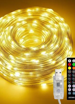 Гірлянда від usb, 20м, 200 led + пульт, теплий білий
