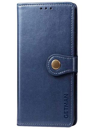 Кожаный чехол-книжка getman gallant (pu) для tecno camon 19 синий