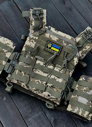 Комплект плитоноска gen.7 быстрого сброса+ тройной подсумка пиксель