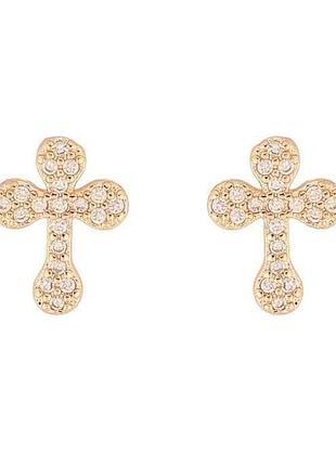 Серьги пусеты ml 18k крестики с кристаллами 303663 тм xuping