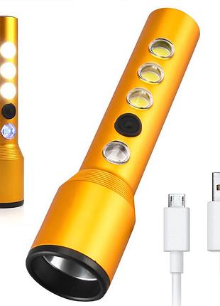 Ручной фонарь аккумуляторный, usb, 5w+3cob 2102