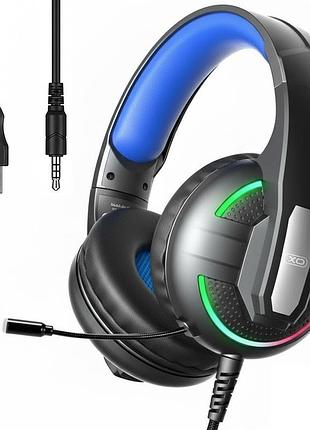 Ігрові навушники з мікрофоном 3,5 мм + usb, rgb led, кабель 2 м, xo ge-09