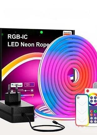 Неоновая led лента на 10 м, rgb, пульт и bluetooth