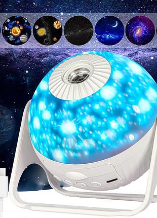 Проектор звездного неба galaxy star + 7 сменных картриджей, с usb