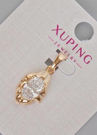 Кулон xuping с белым кристаллом d-24х11мм+- позолота 18к