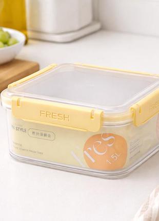 Герметичный пищевой квадратный контейнер fresh 1,5л 17,5x17,5x8см fresh