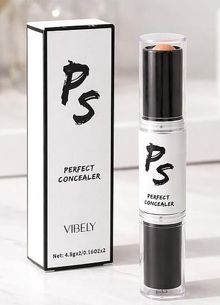 Хайлайтер консиллер 2в1 стик двойной для контуринга vibely perfect concealer v03