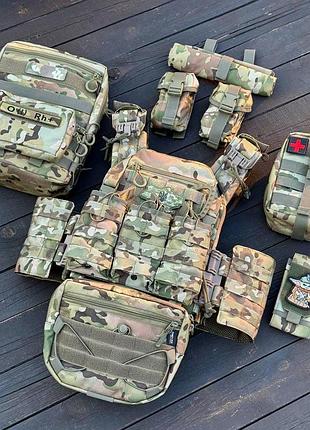 Плитоноска v10 + рюкзак 8 л під гідратор 2 л + 8 підсумків