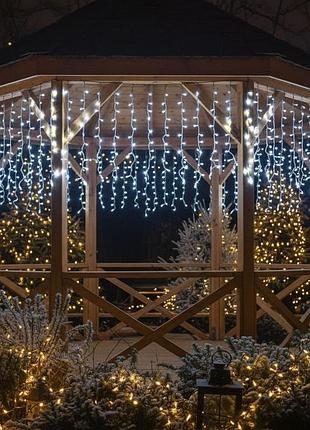 Вулична гірлянда штора бахрома 10х1, 5м, 200 led, 220v, білий